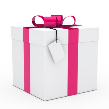 Gift box pink ribbon clipart