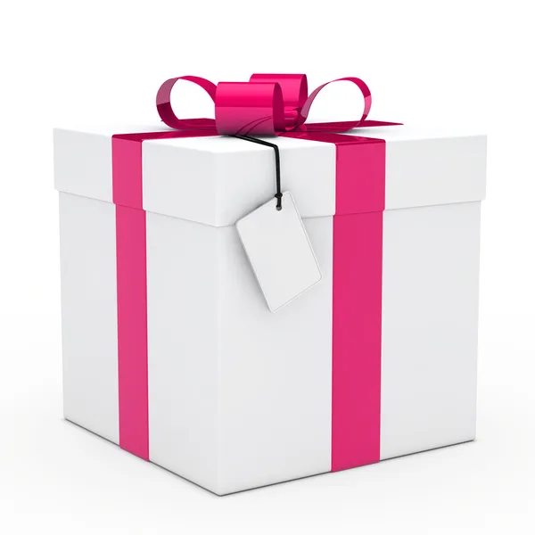 Gift box pink ribbon — Stock Photo, Image