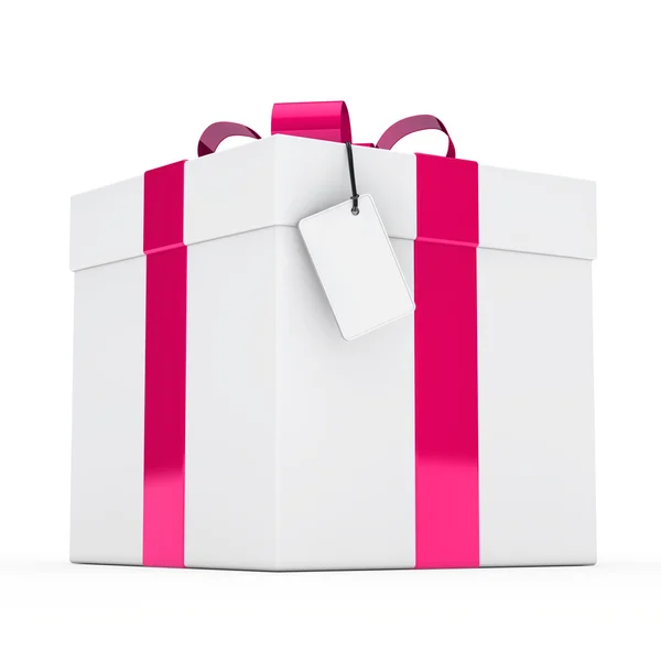 Ajándék doboz rózsaszín szalag — Stock Fotó