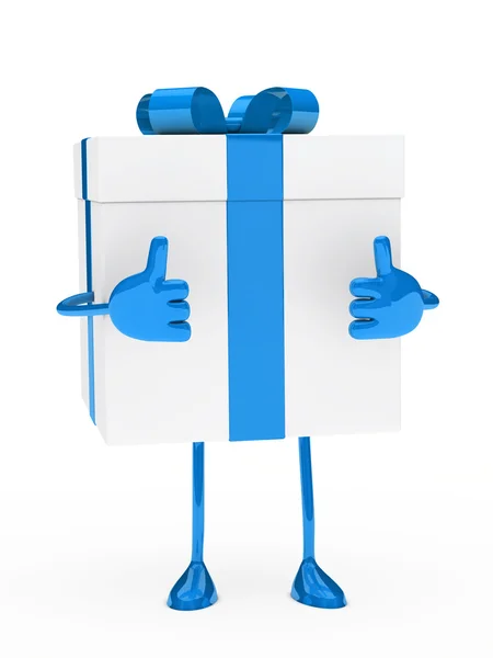 Figura caja regalo azul blanco — Foto de Stock