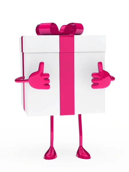 Figura caja regalo blanco rosa —  Fotos de Stock