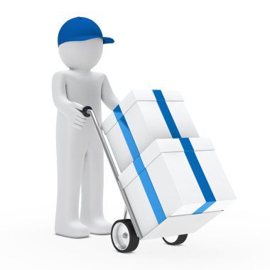 Figure supplier push hand truck clipart