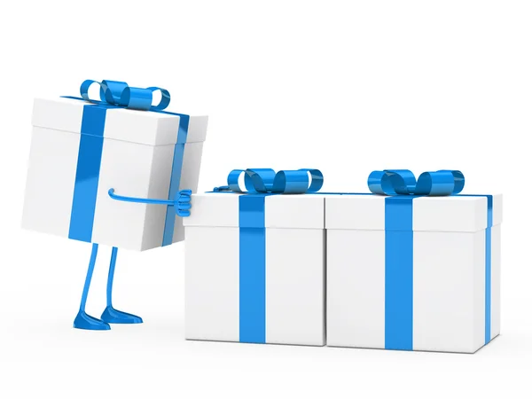 Figura empuje cajas de regalo —  Fotos de Stock
