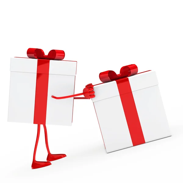 Figure push gift box — Stock Photo, Image