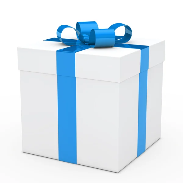 Confezione regalo nastro blu — Foto Stock