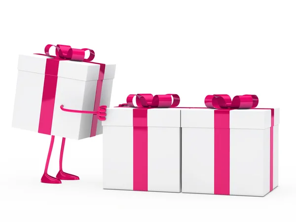 Figure push gift boxes — Stock Photo, Image