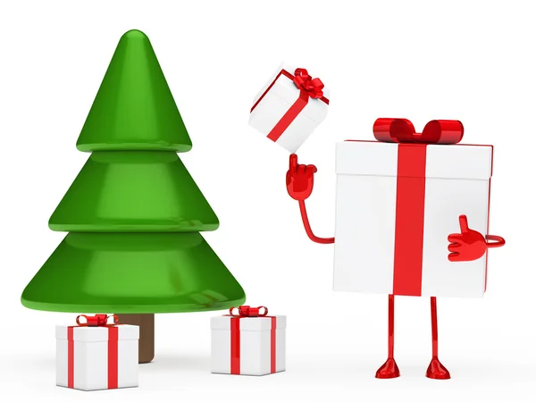 Dary krabice vánoční strom — Stock fotografie