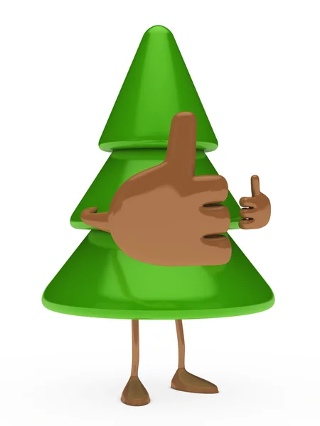 Árvore de Natal figura polegares para cima — Fotografia de Stock