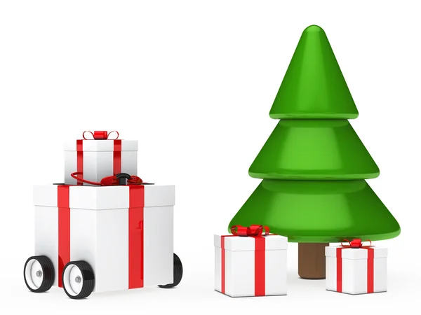 Christmas gift box vehicle — Stock Photo, Image