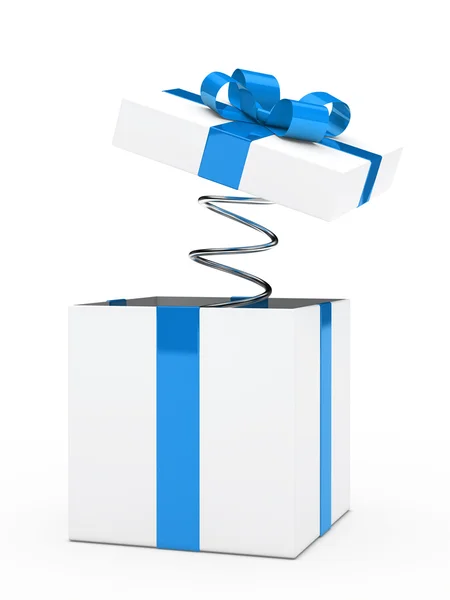 Gift box blå vit — Stockfoto