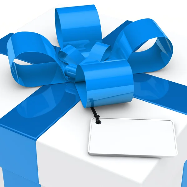선물 상자 블루 리본 — 스톡 사진