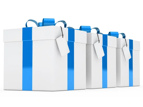 Cajas de regalo cinta azul — Foto de Stock
