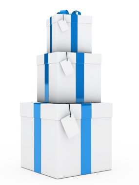 Gift boxes blue white stack clipart