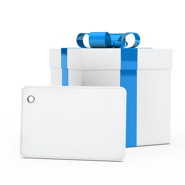 Hediyelik kutu mavi şerit — Stok fotoğraf