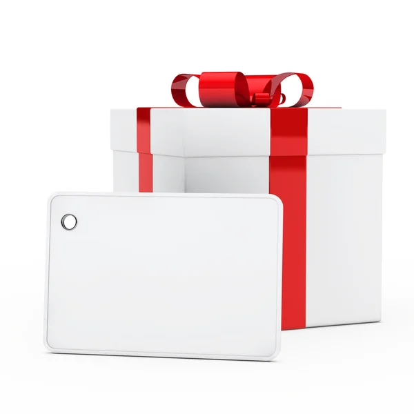 Gift box rött band — Stockfoto