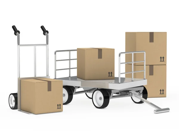 Package trolley and hand truck — Stock Photo, Image