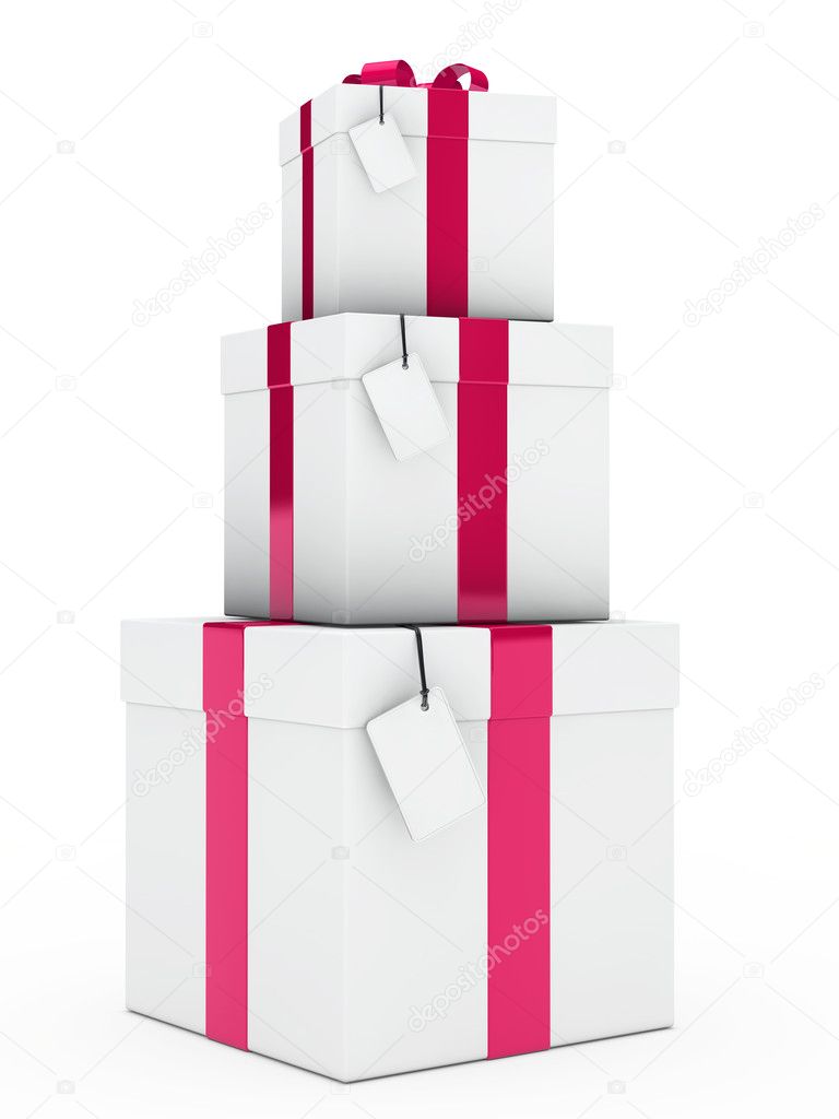 Gift boxes pink white stack