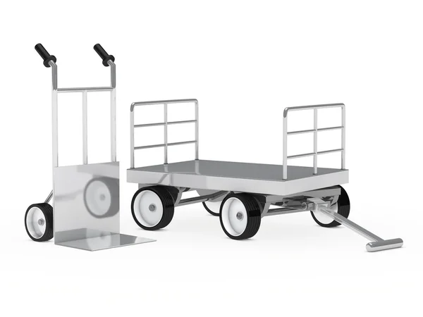 Vervoer hand vrachtwagen en trolley koffer — Stockfoto