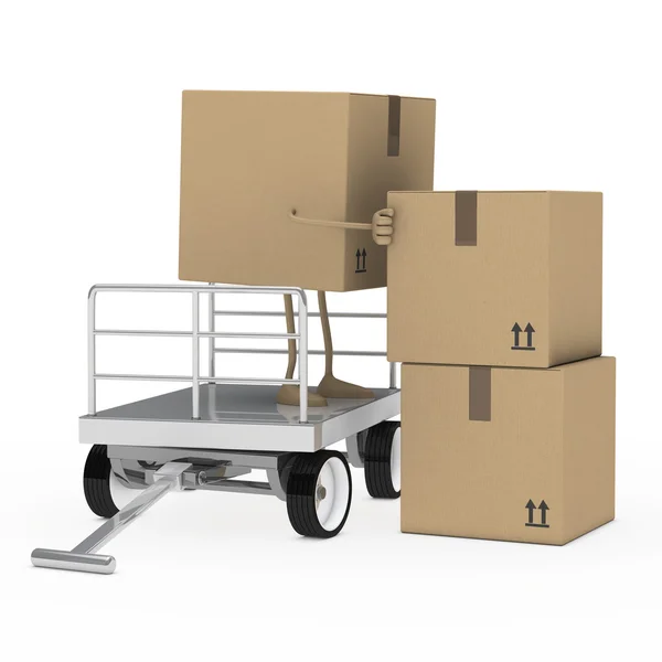 Package figure offload trolley — Stock Photo, Image