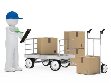 Courier figure trolley clipart