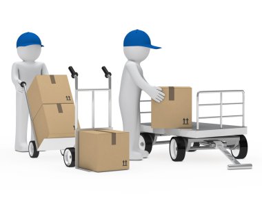 Figure pick up a package clipart