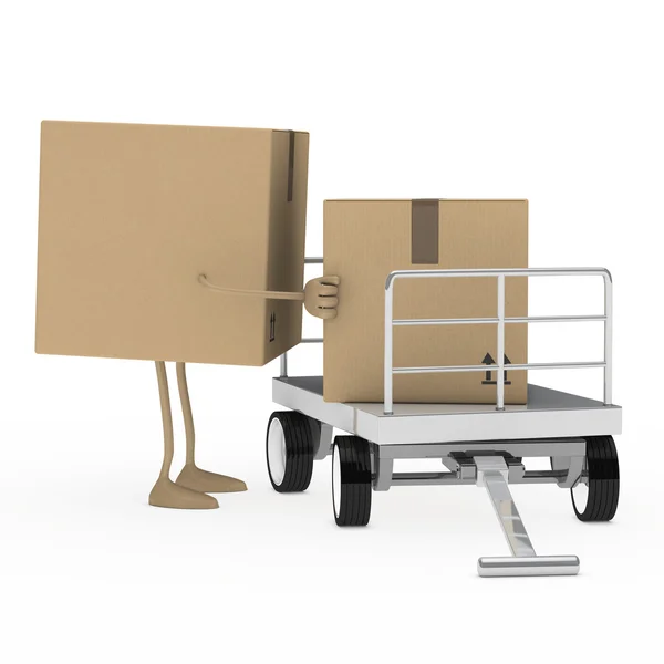 Paketet figur belastning vagn — Stockfoto