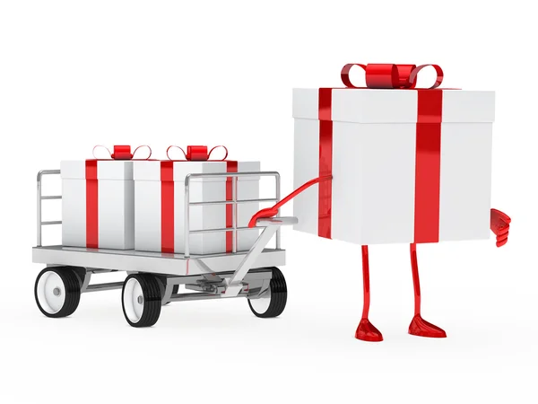Gift box draws a trolley — Stock Photo, Image