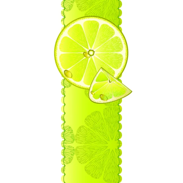 Vertikální banner s šťavnaté plátky citronu ovoce — Stockový vektor