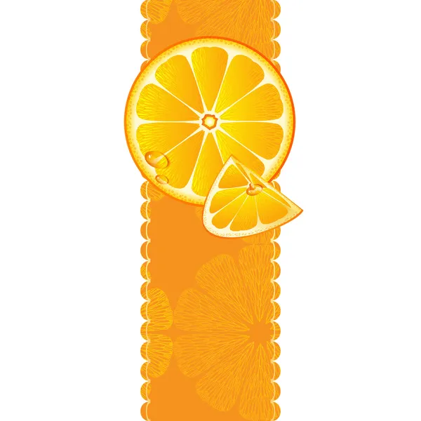 Vertikales Banner mit saftigen Orangenscheiben — Stockvektor