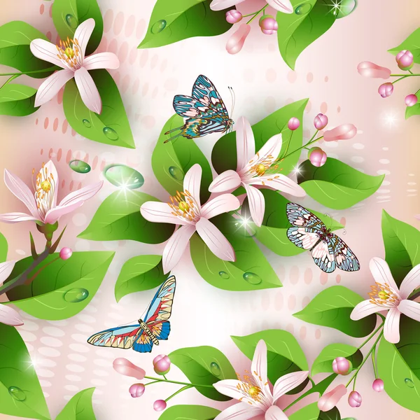 सुंदरता सीमलेस फूल पैटर्न — स्टॉक वेक्टर