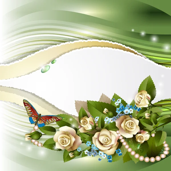 Elegantní pozadí s krásné bílé růže — Stockový vektor
