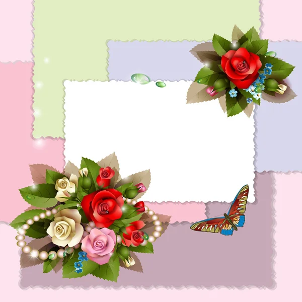 Cadre avec de belles roses — Image vectorielle