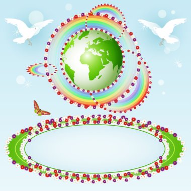 Eco planet and banner clipart