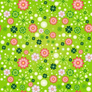 Seamless pattern with clover and flowers