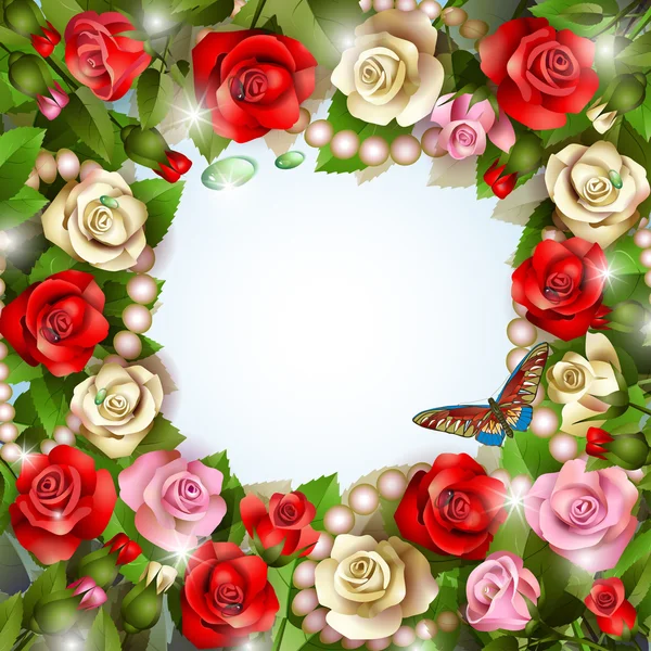 Όμορφο φόντο με τριαντάφυλλα — Διανυσματικό Αρχείο