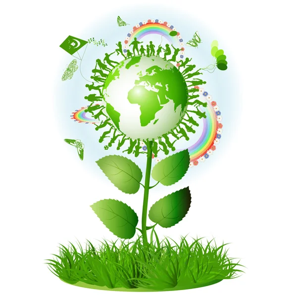 Ecological symbol with mother Earth — Stock Vector
