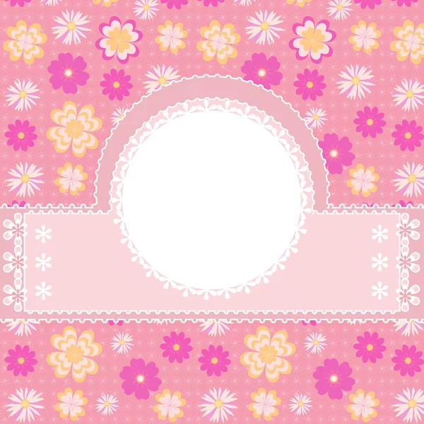 Carte avec fleurs sur fond rose — Image vectorielle