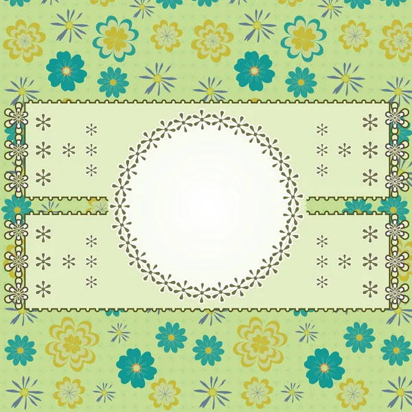 Tarjeta con flores sobre fondo verde — Vector de stock