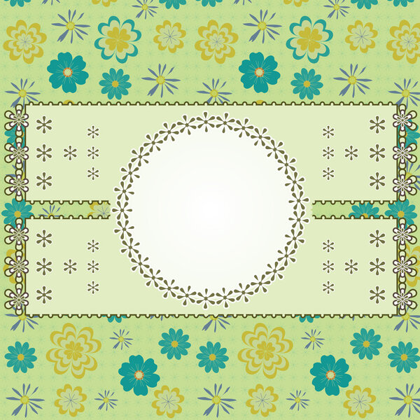 Card with flowers on green background