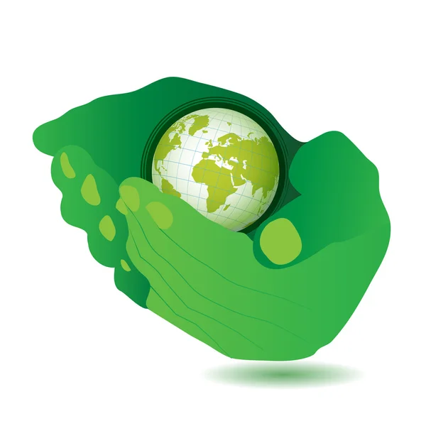 Hands and planet — Stock Vector