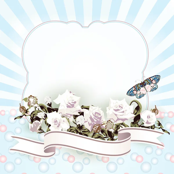 Cadre avec des roses blanches — Image vectorielle