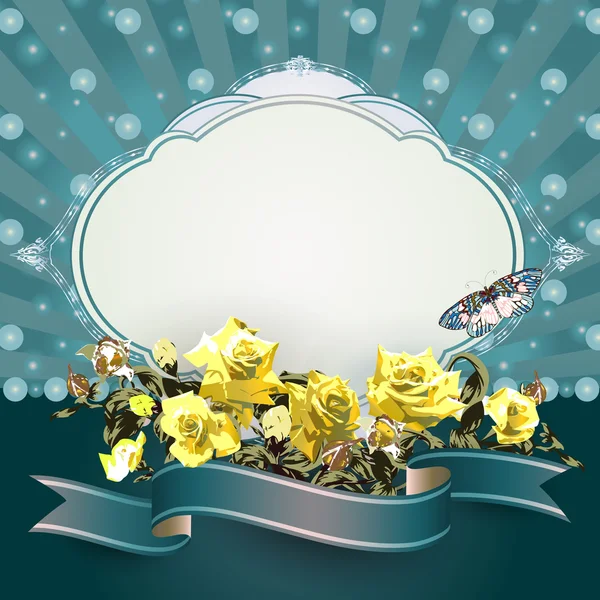 Cadre avec des roses jaunes — Image vectorielle