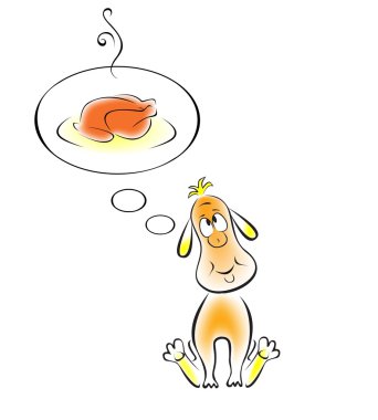 The dog is dreaming about food clipart