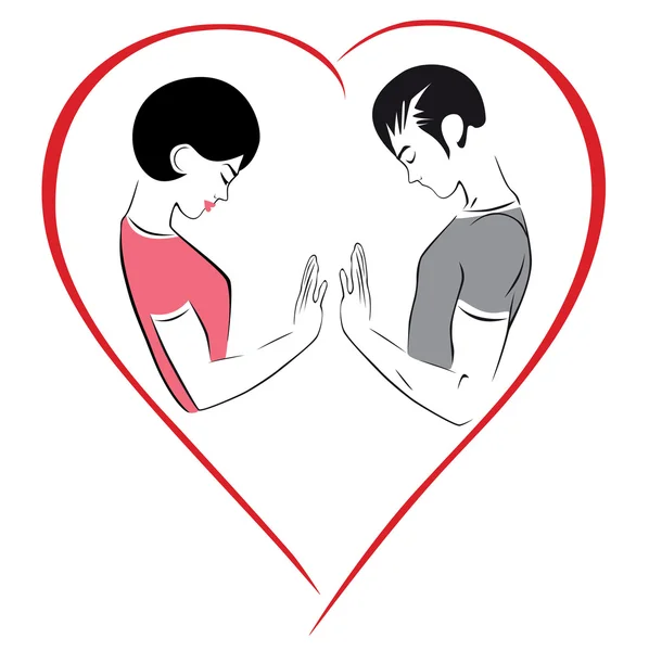 Ilustração do amor, harmonia e felicidade entre homens e mulheres . — Vetor de Stock