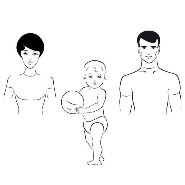 Illustration av familjebegreppet moderna traditionella. — Stock vektor