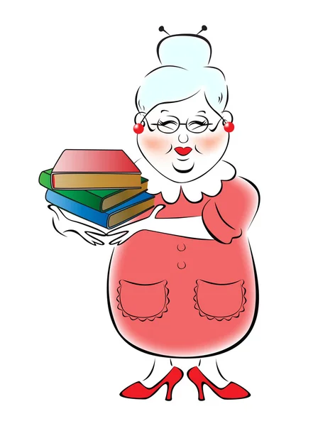 Illustration of female librarian — Stock Vector