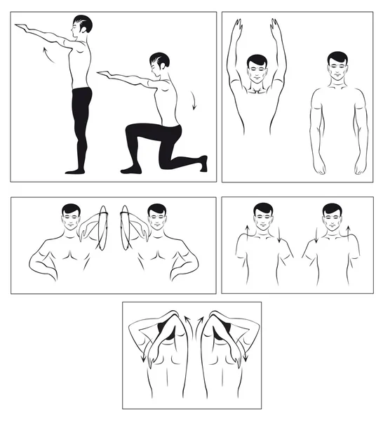 Set vettoriale di esercizi fisici per rilassare la colonna vertebrale — Vettoriale Stock