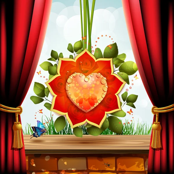Сердце с цветами — стоковый вектор