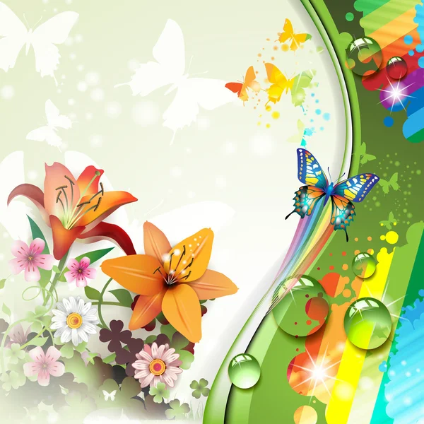 Lilie i motyle — Wektor stockowy