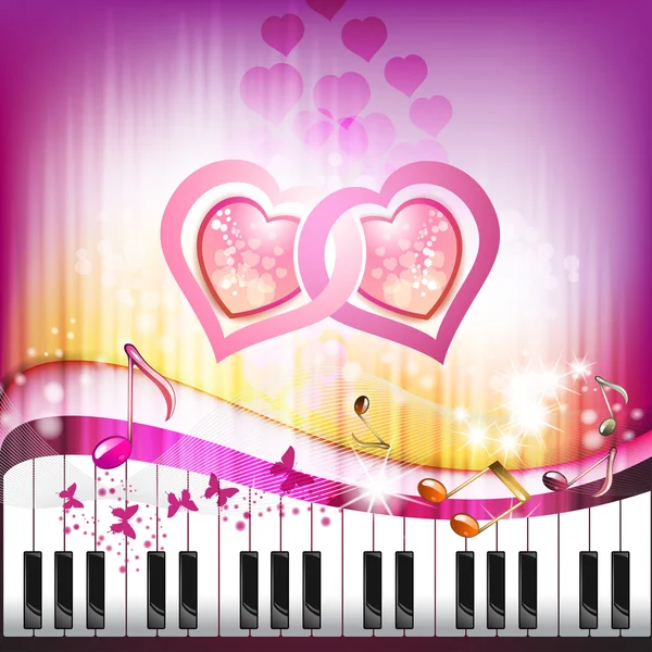钢琴键与蝴蝶 — 图库矢量图片